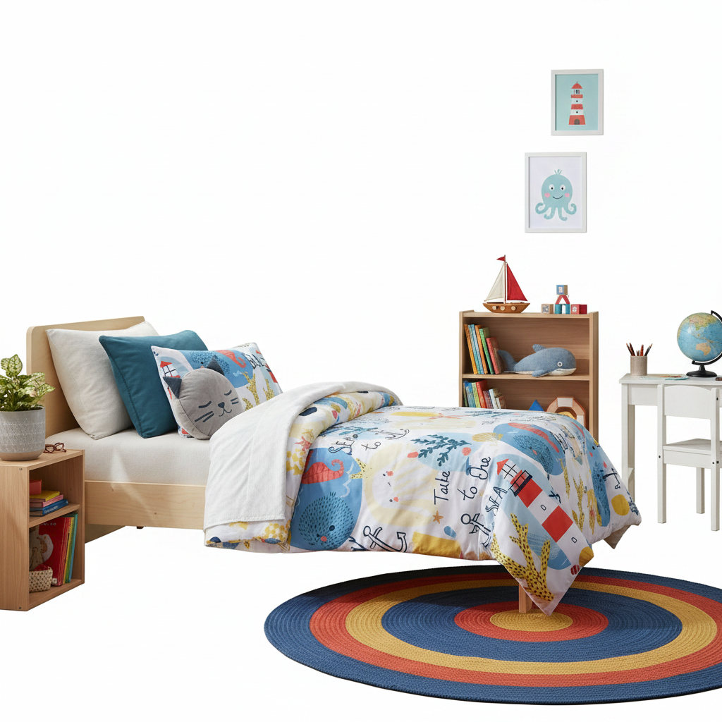Kids Seaside Glow Dark Quilt Cover Set Single