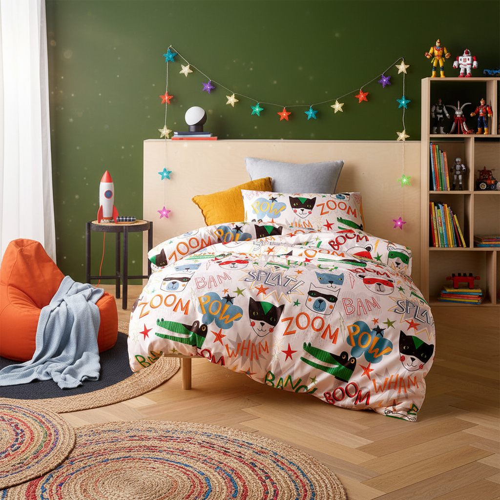 Kids Superhero Quilt Cover Set Single