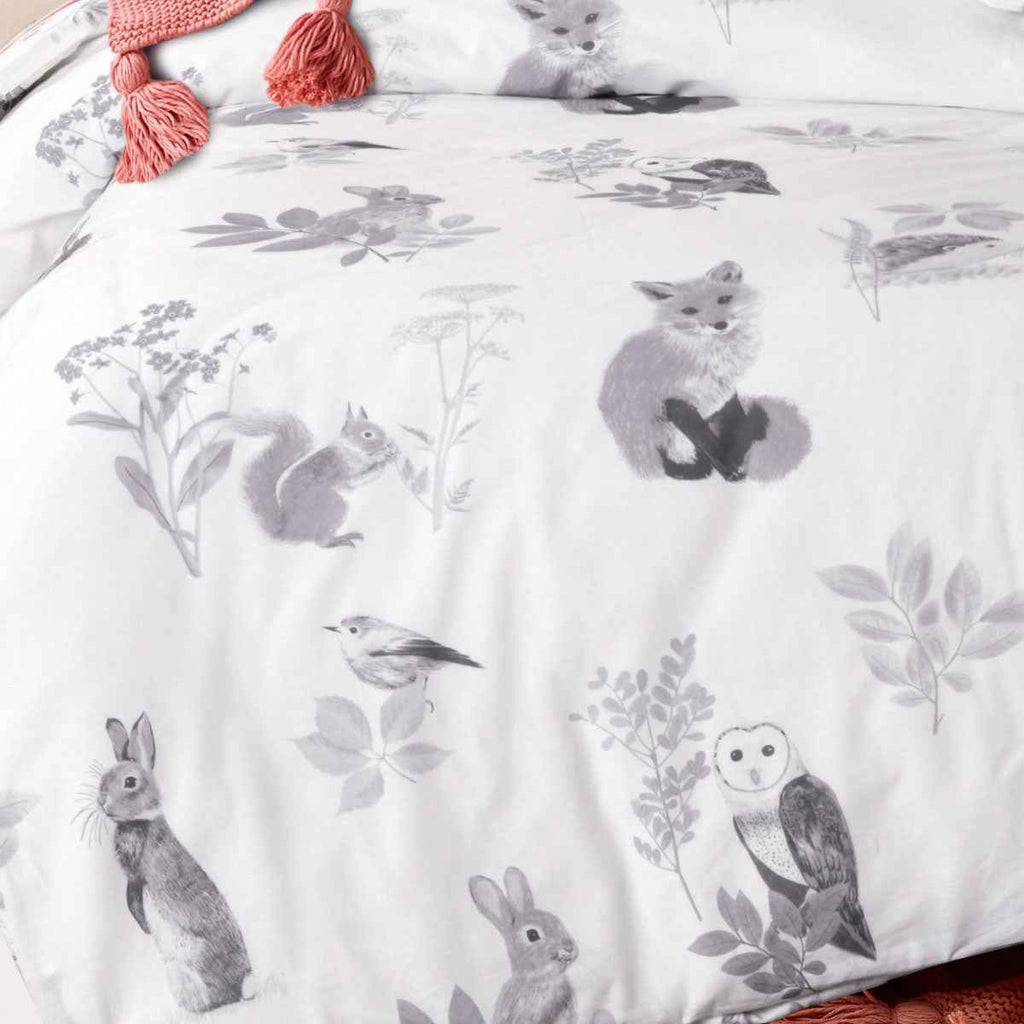 Kids Woodland White Cotton Quilt Cover Set Single