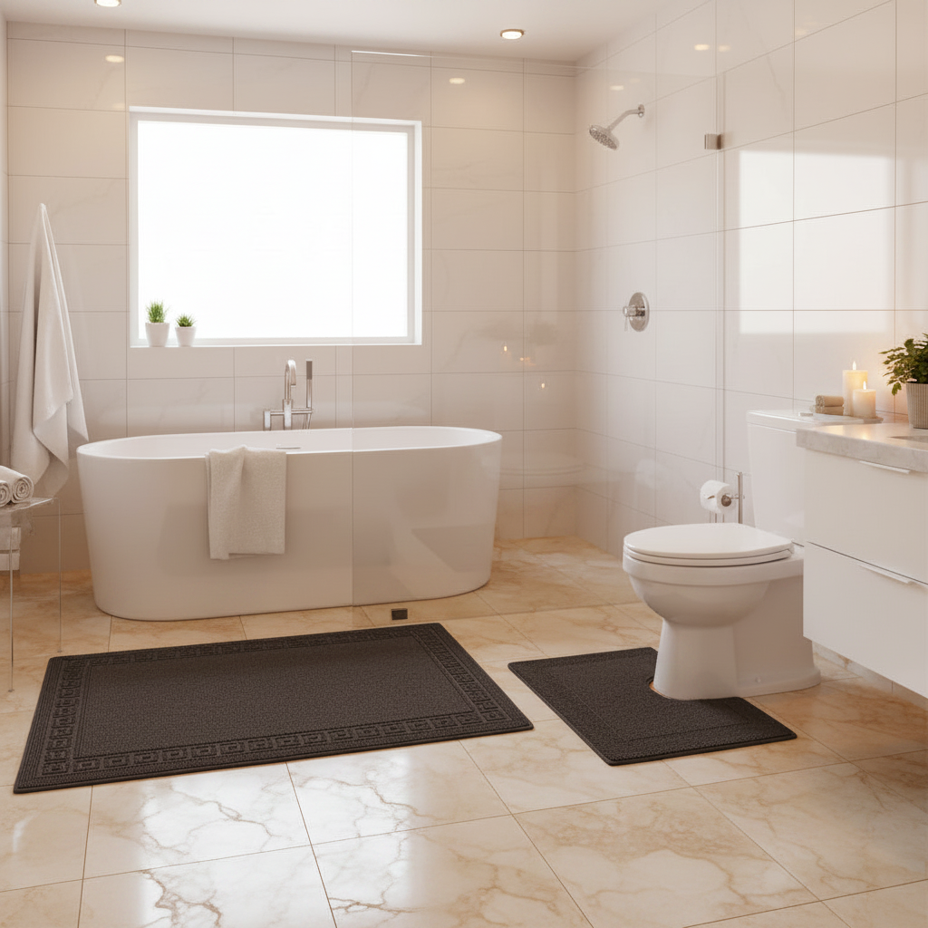 Bath Mat Set Charcoal