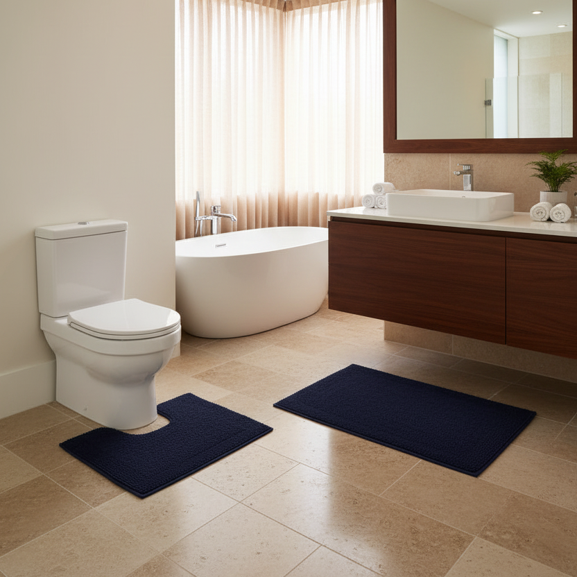 Bath Mat Set Navy