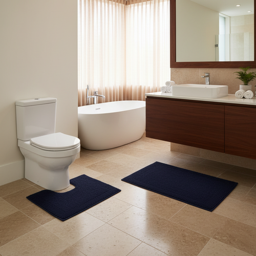 Bath Mat Set Navy