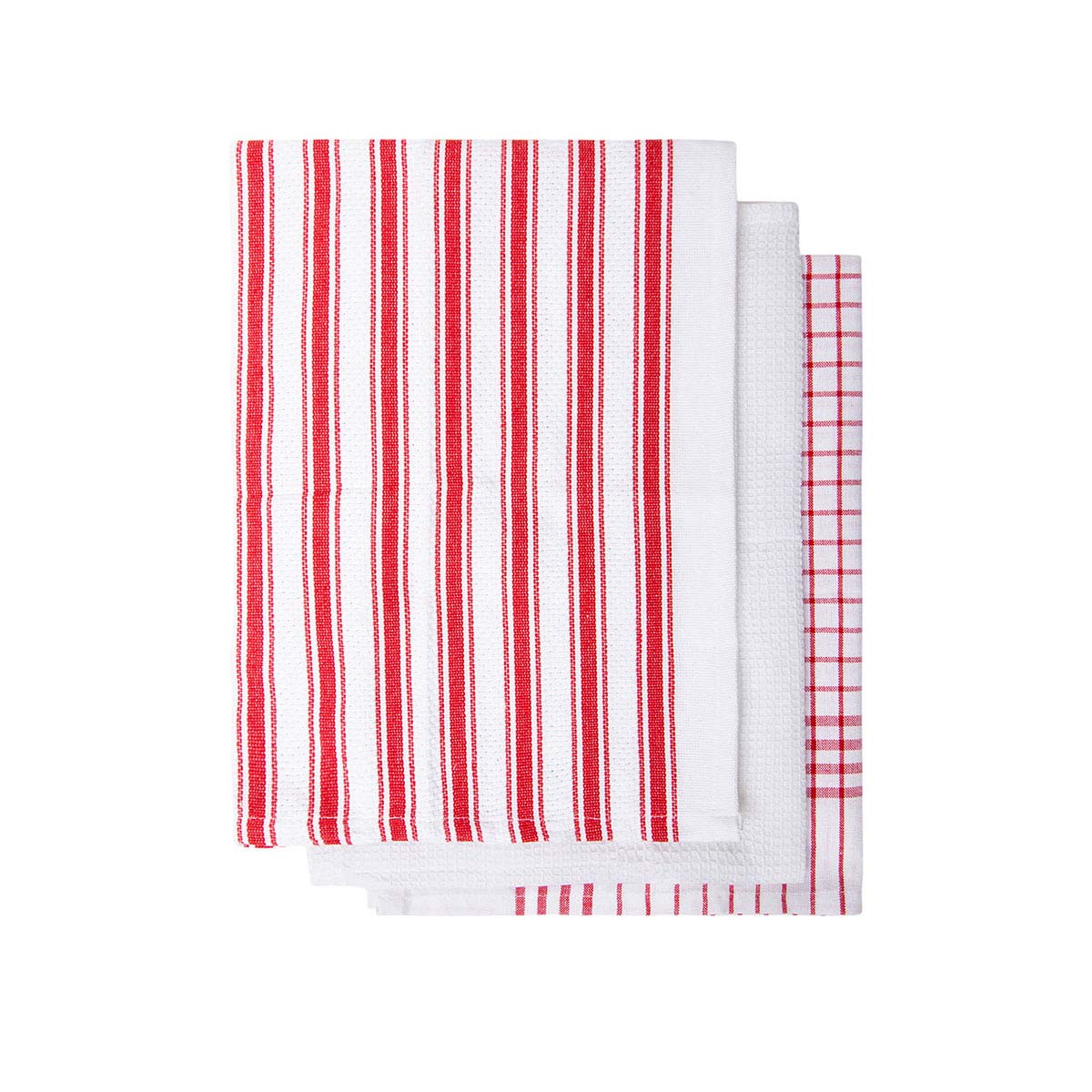 IDC Homewares Gardenia Tea Towels Red Set of 3 - Royalratri