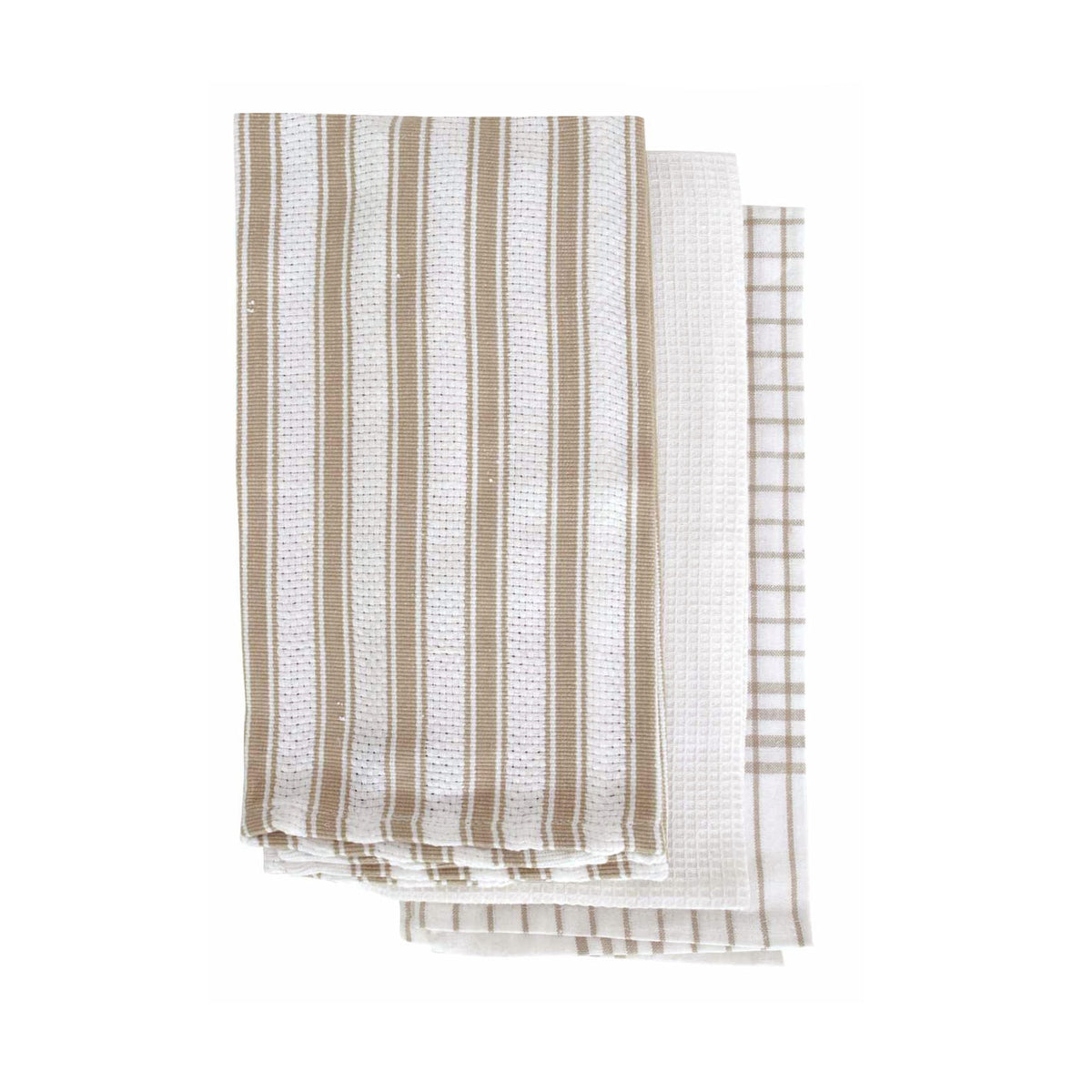 IDC Homewares Gardenia Tea Towels Taupe Set of 3 - Royalratri