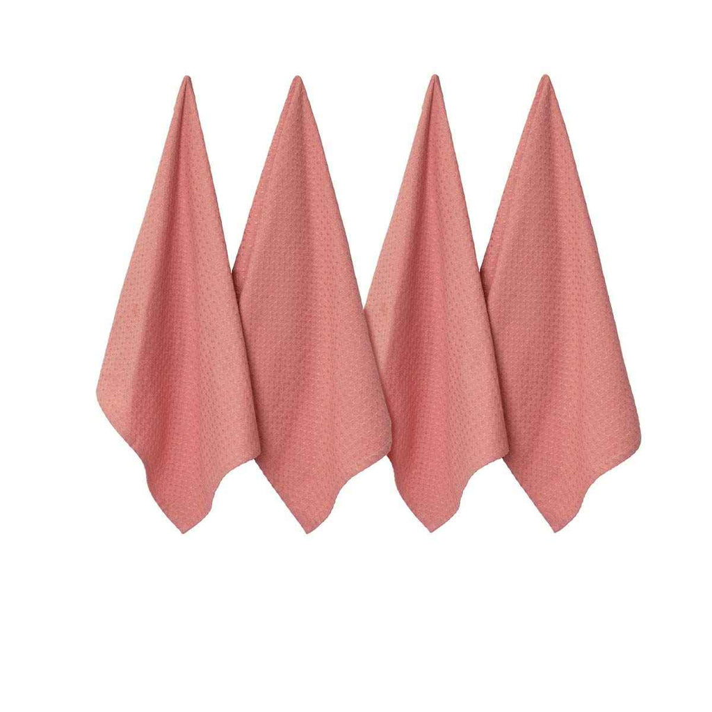 J Elliot Home Waffle Tea Towels Clay Pink Set of 4 - Royalratri