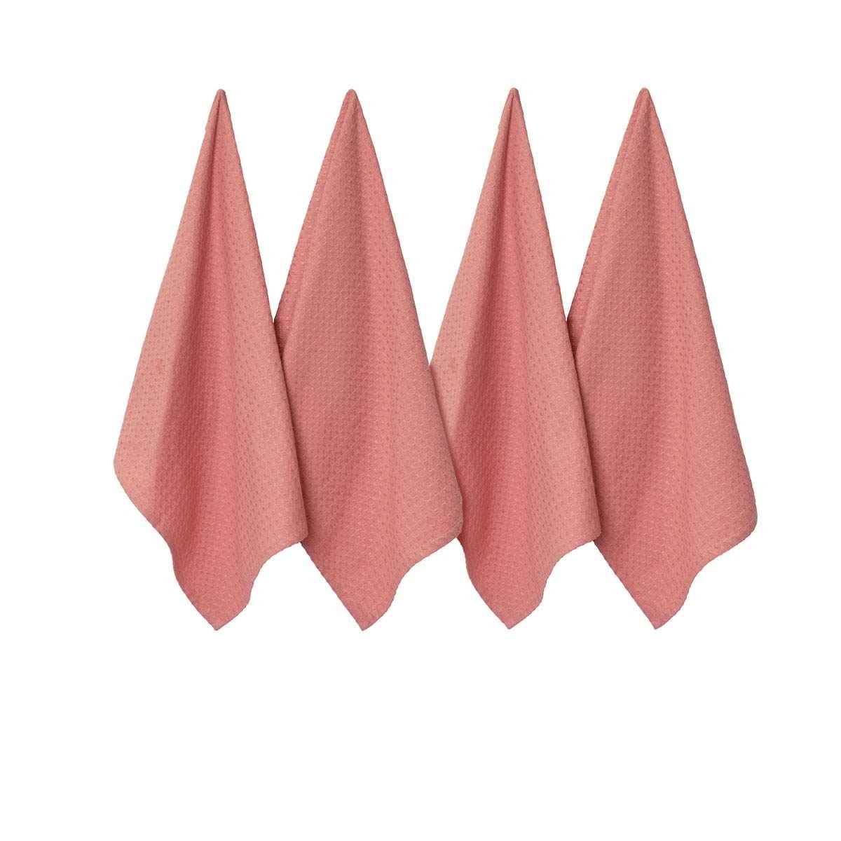 J Elliot Home Waffle Tea Towels Clay Pink Set of 4 - Royalratri