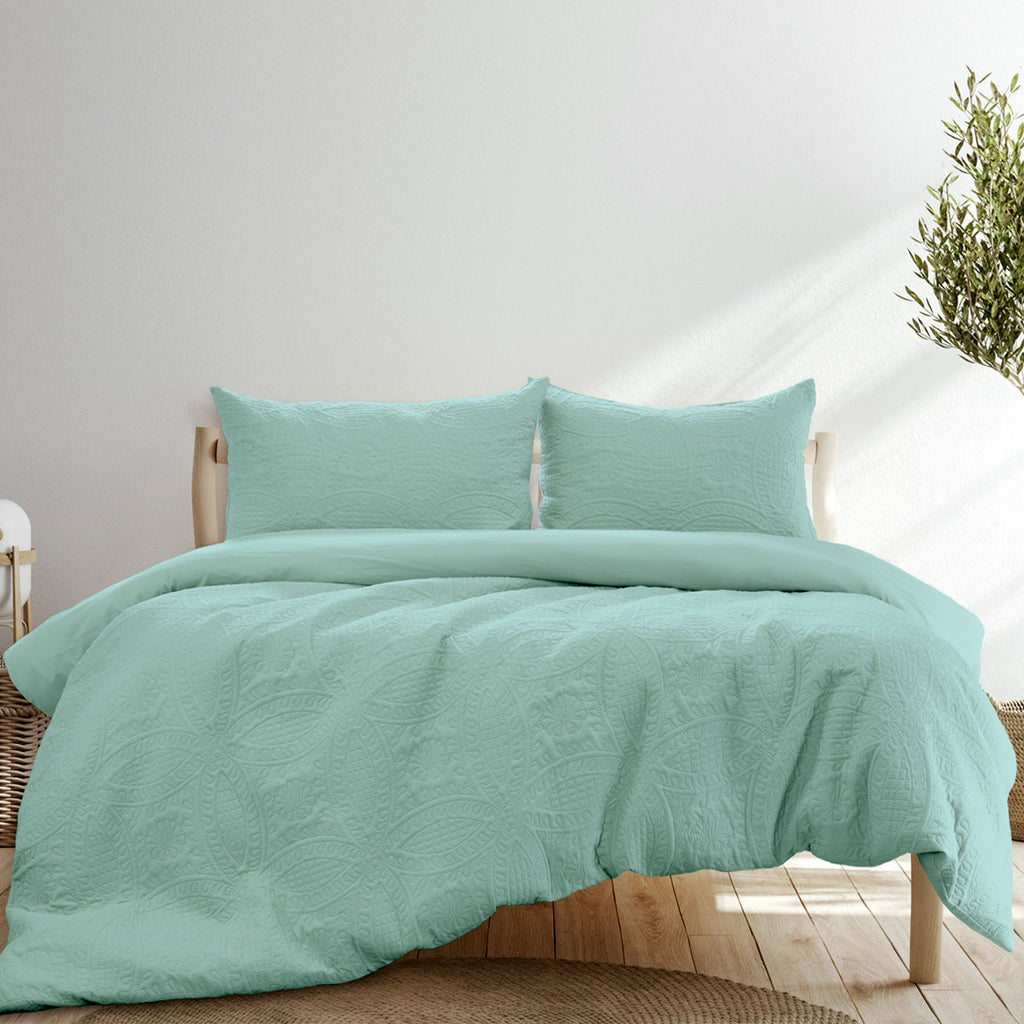 ARDOR EDDISON QUILTED EMBOSSED QUILT COVER SET QUEEN