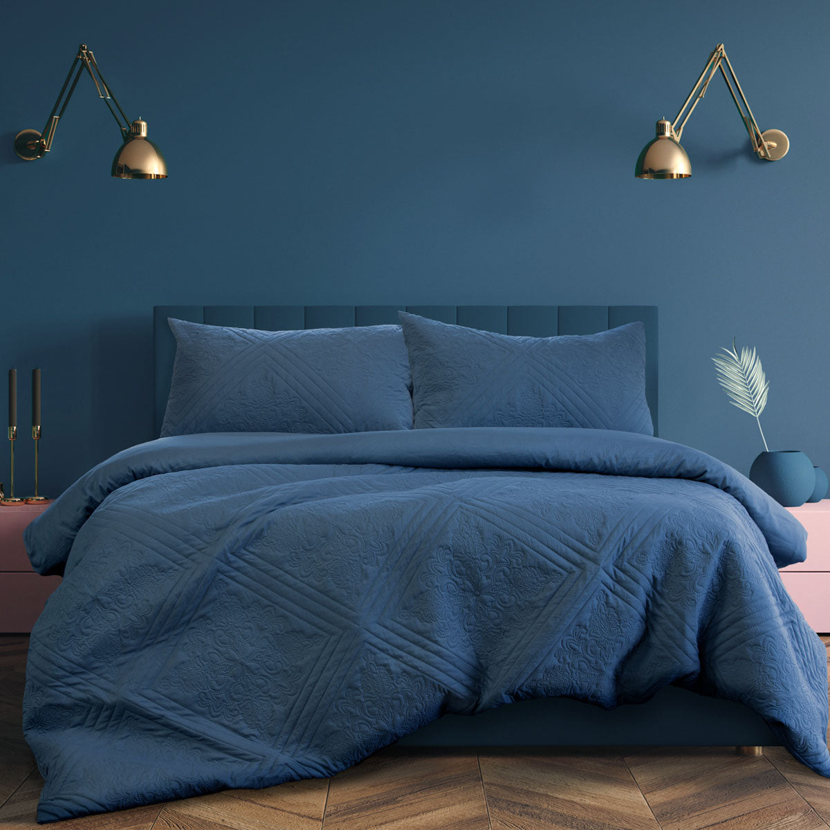 ARDOR EDDISON QUILTED EMBOSSED QUILT COVER SET KING