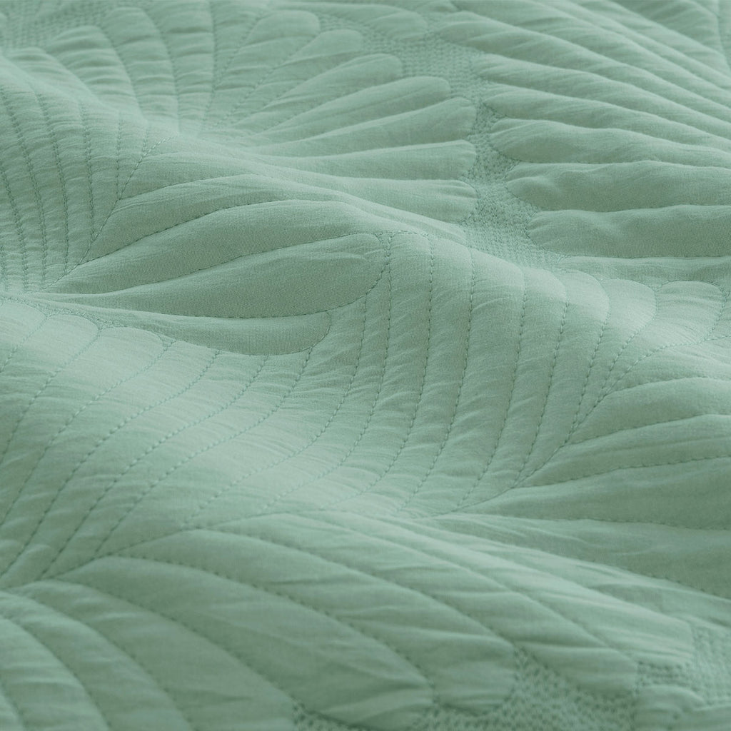 ARDOR MOLLY PALM GREEN QUILTED QUILT COVER SET QUEEN