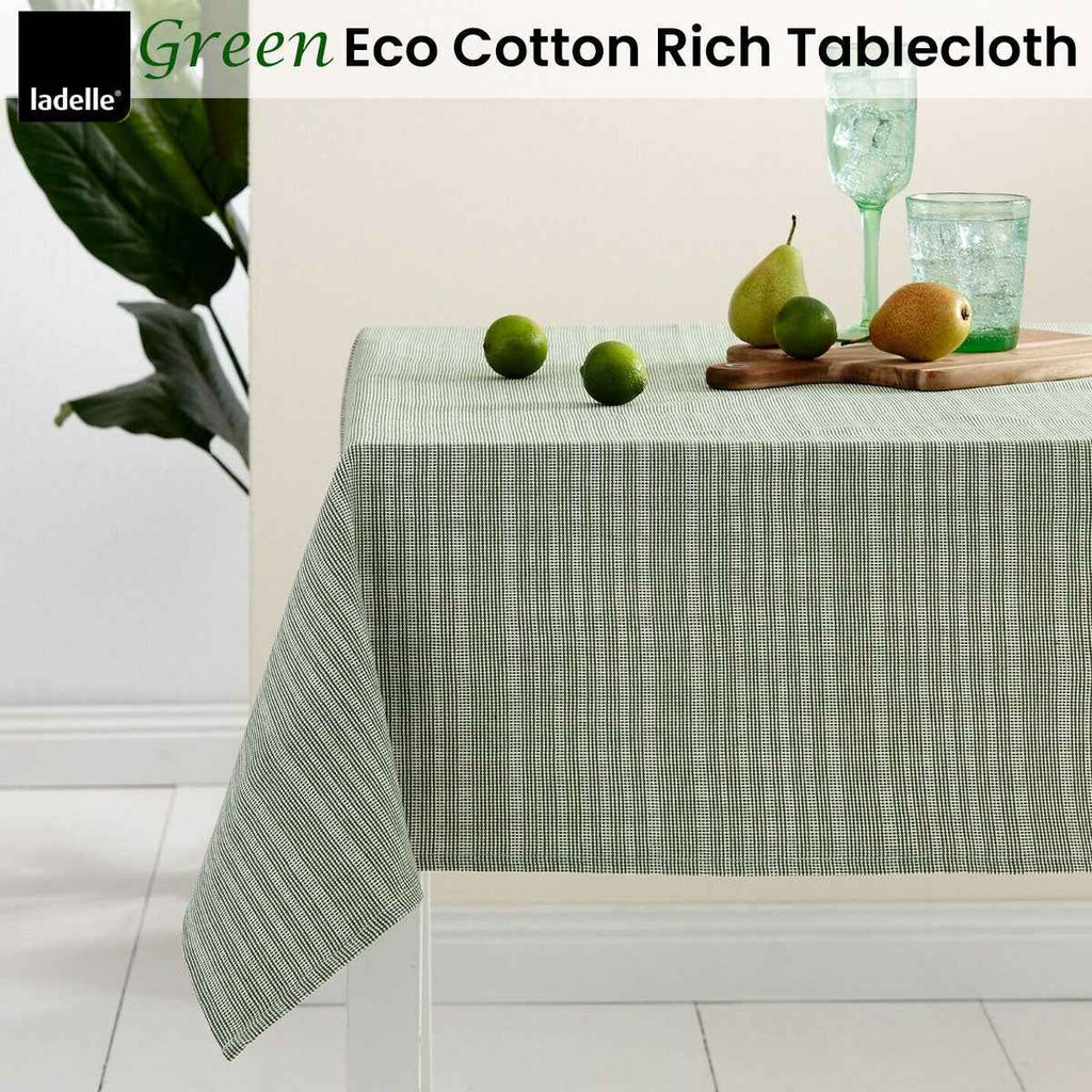 Ladelle Green Eco Cotton Rich Tablecloth 150 x 265 cm - Royalratri
