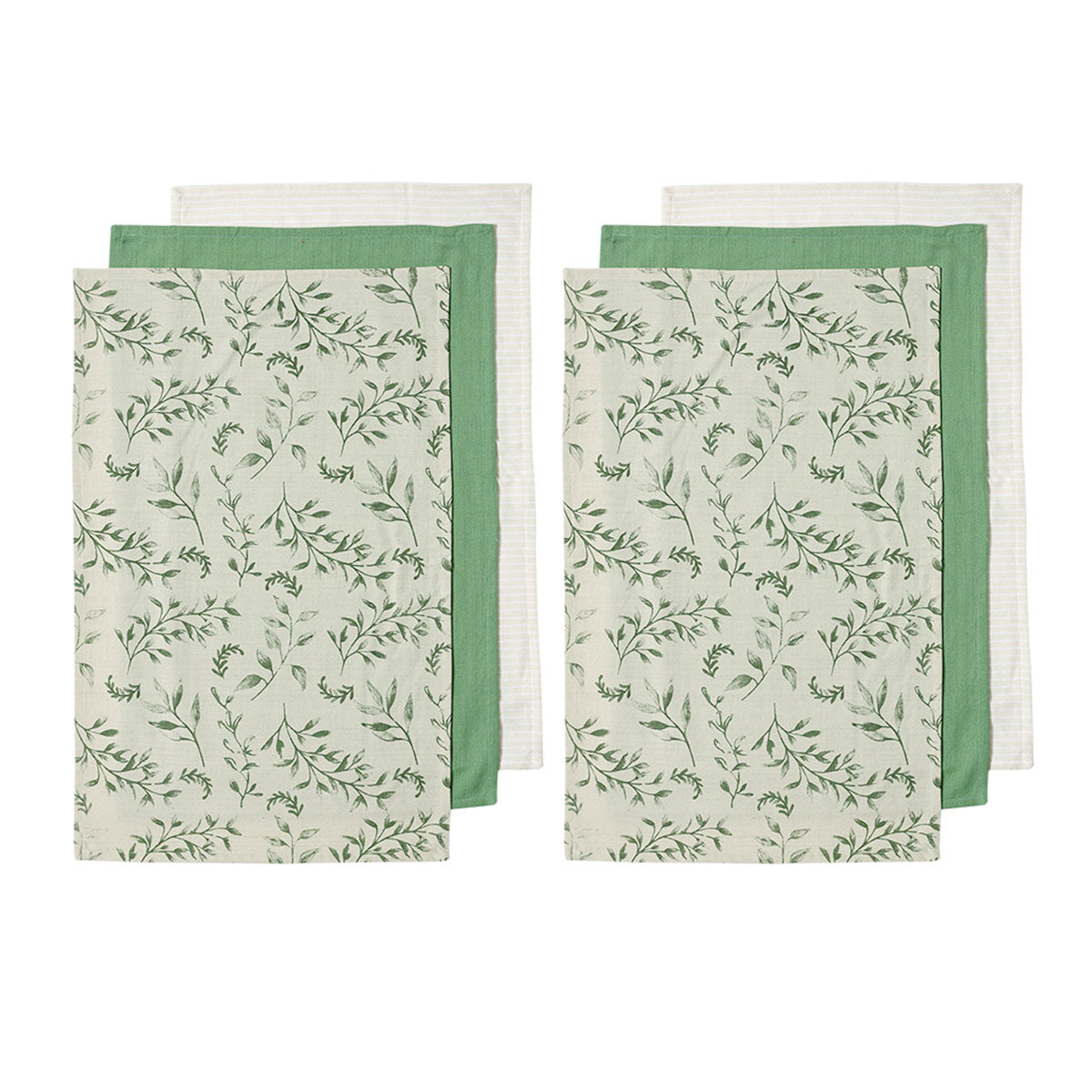 Ladelle Grown Ivy Kitchen Towels Green Set of 6 - Royalratri