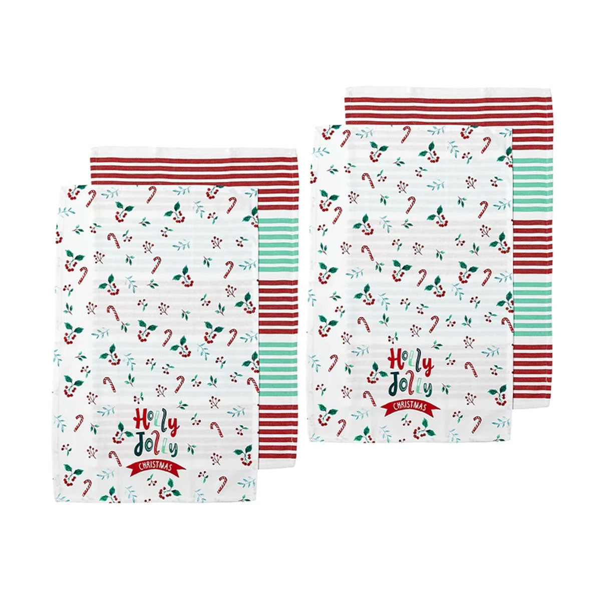 Ladelle Joyful Holly Jolly Christmas Kitchen Towels Set of 4 - Royalratri
