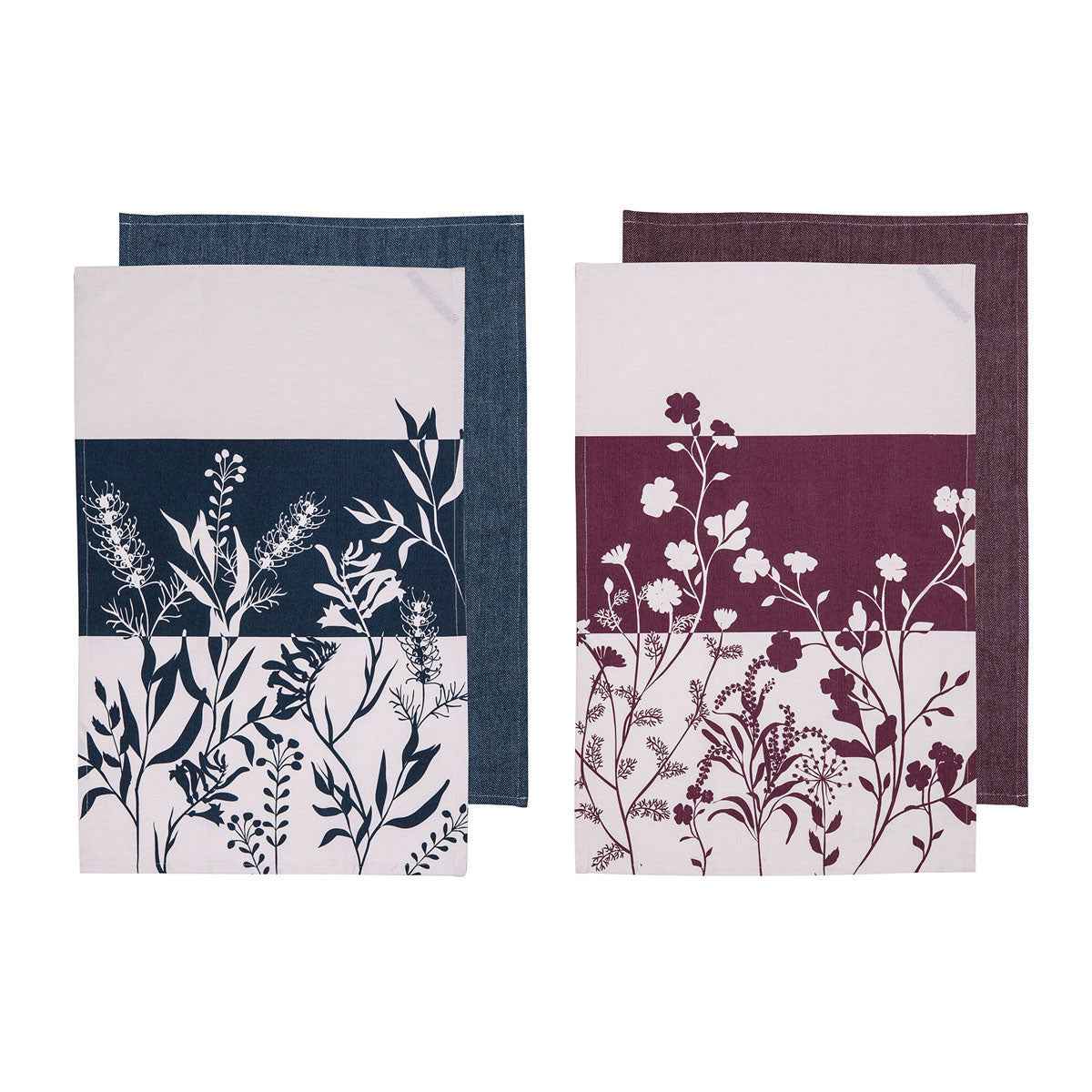 Ladelle Homespun Flower Kitchen Tea Towels Mix Set of 4 - Royalratri