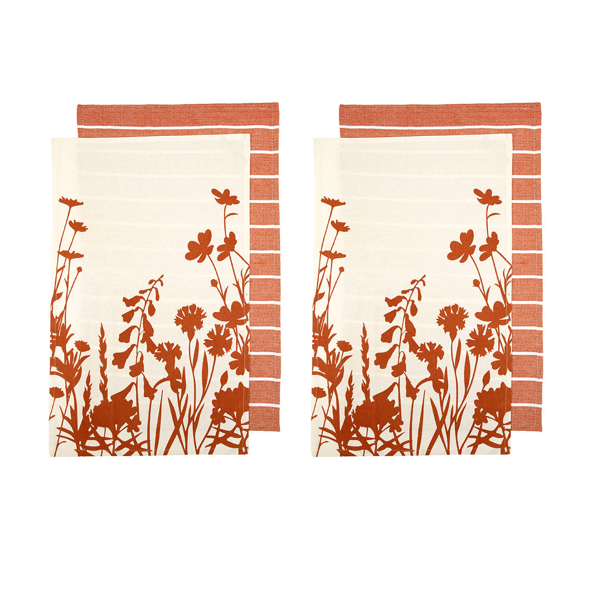 Ladelle Sanctuary Floral Kitchen Tea Towels Terracotta Set of 4 - Royalratri