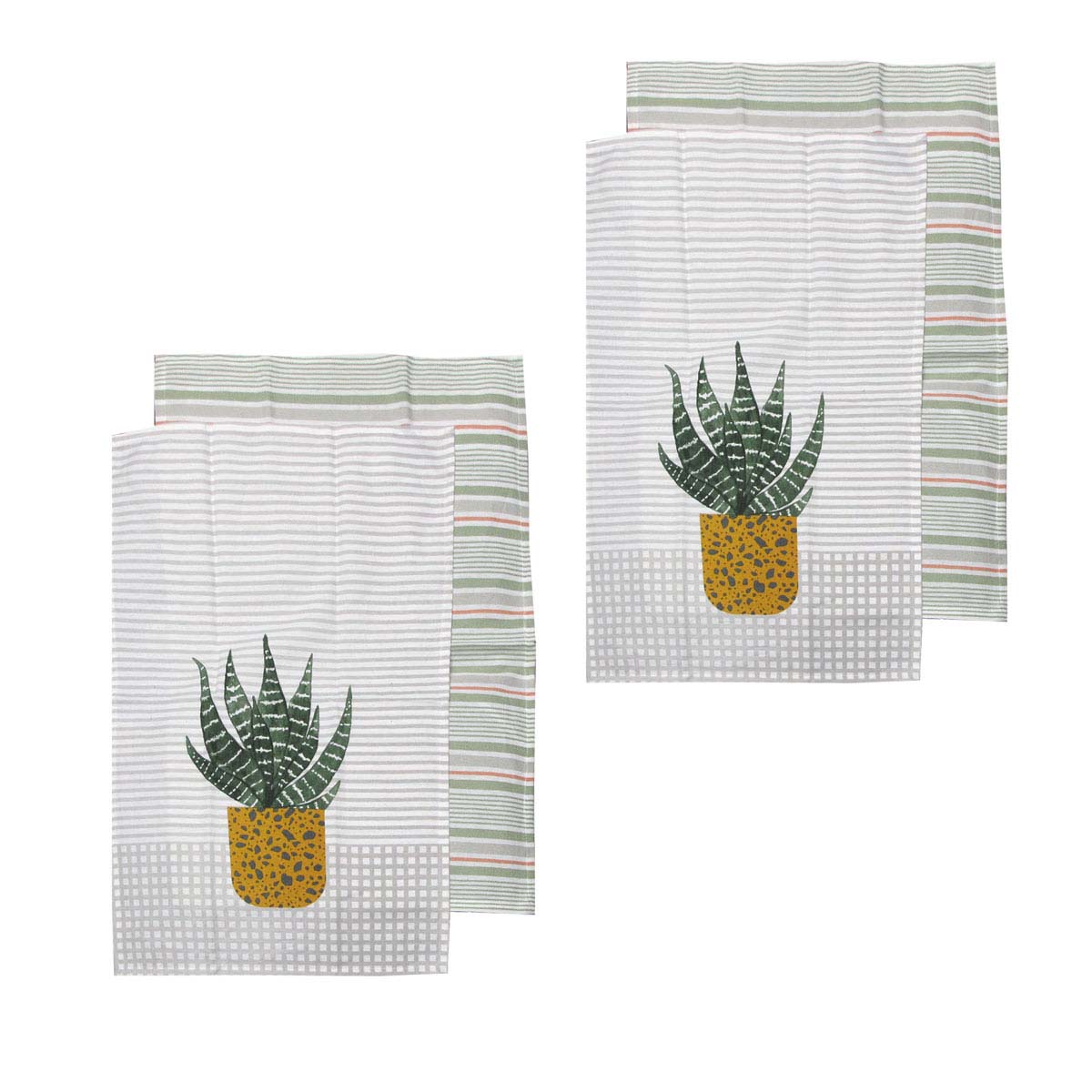 Ladelle Revive Plants Kitchen Towels Yellow Pot Set of 4 - Royalratri