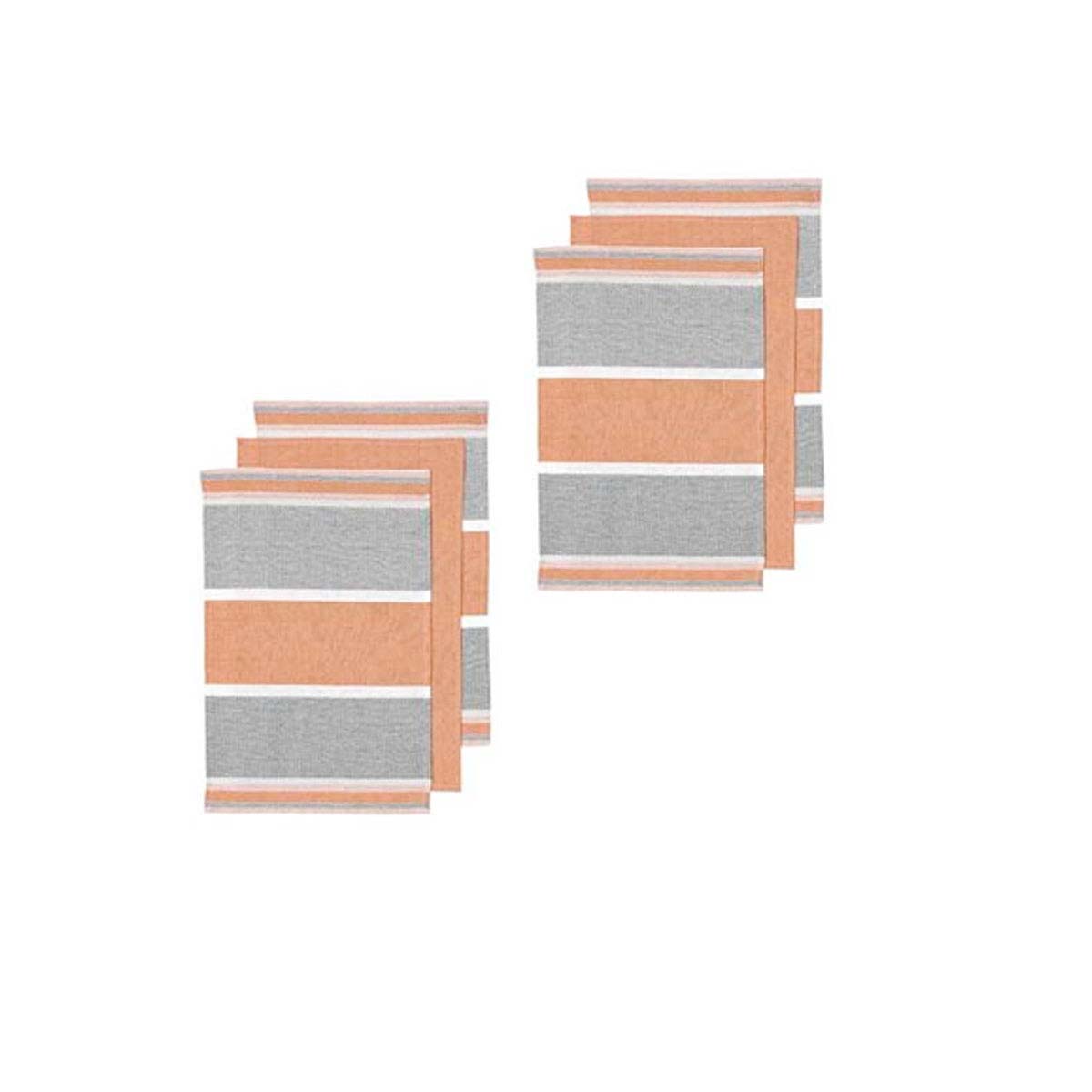 Ladelle Revive Block Woven Kitchen Towels Coral Set of 6 - Royalratri