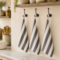 Rans Alfresco Stripes Tea Towels Black Set of 3 - Royalratri