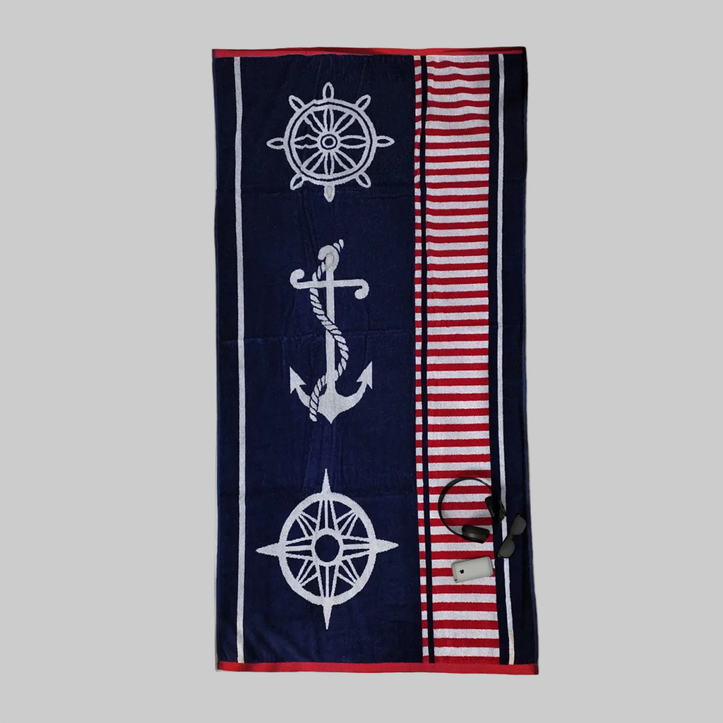 Premium Cotton Jacquard Beach Towel Sailor Blue