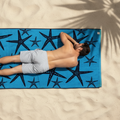 Premium Cotton Jacquard Beach Towel Starfish Blue - Royalratri