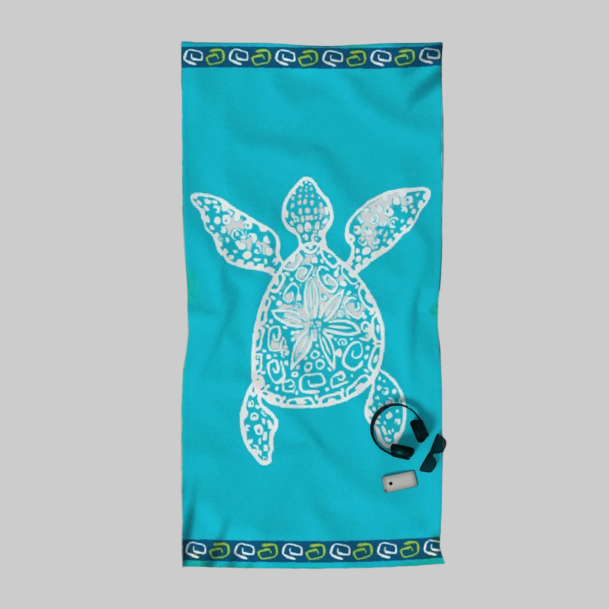 Premium Cotton Jacquard Beach Towel Turtle