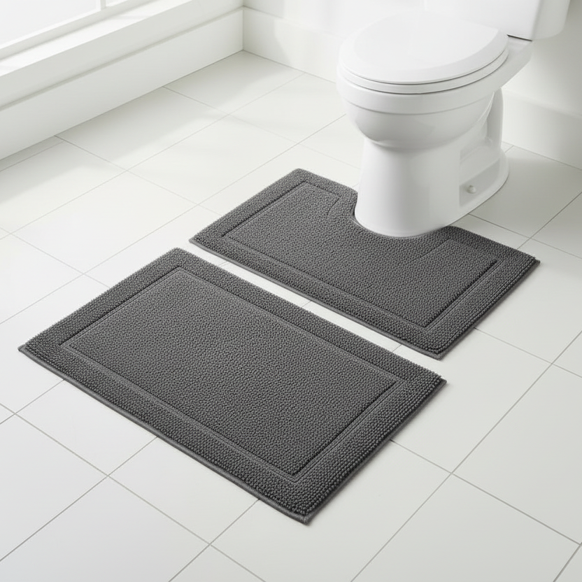Bath Mat Set Charcoal