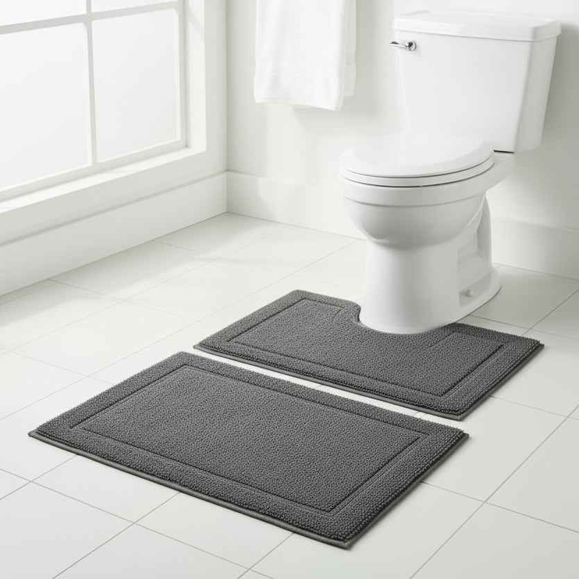 Bath Mat Set Charcoal