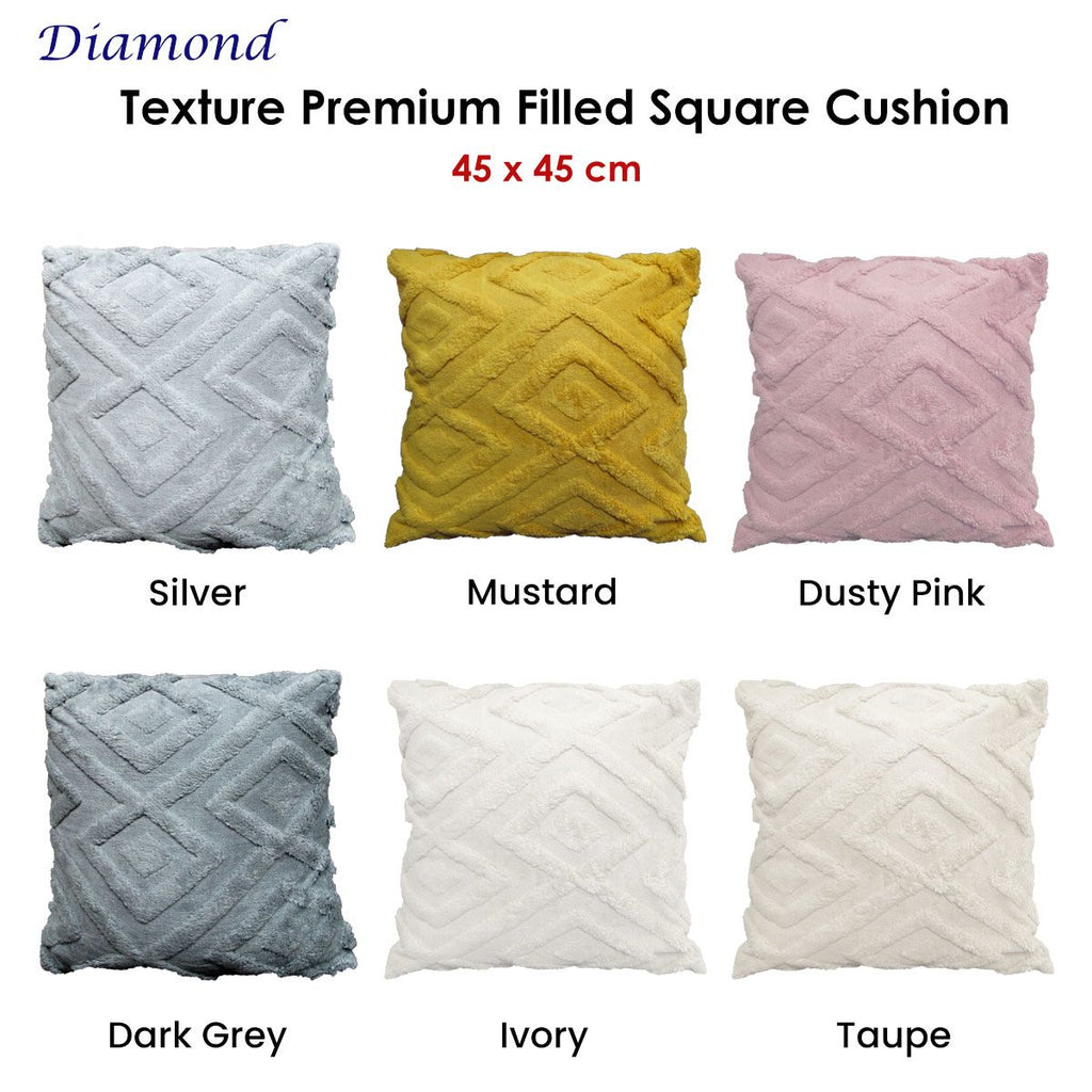 Diamond Texture Filled Cushion Square - 45cm x 45cm Dusty Pink