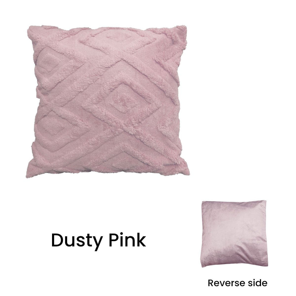 Diamond Texture Filled Cushion Square - 45cm x 45cm Dusty Pink