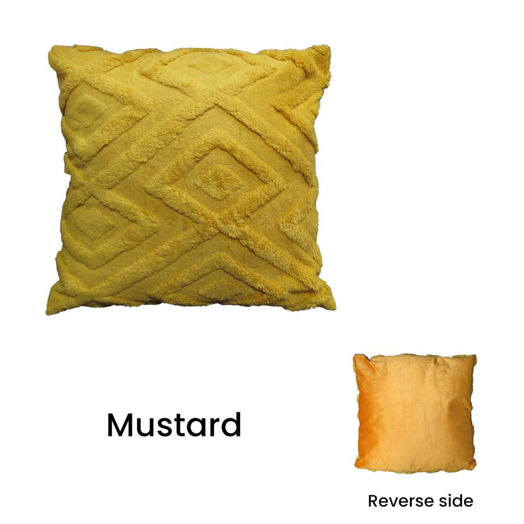 Diamond Texture Filled Cushion Square - 45cm x 45cm Mustard