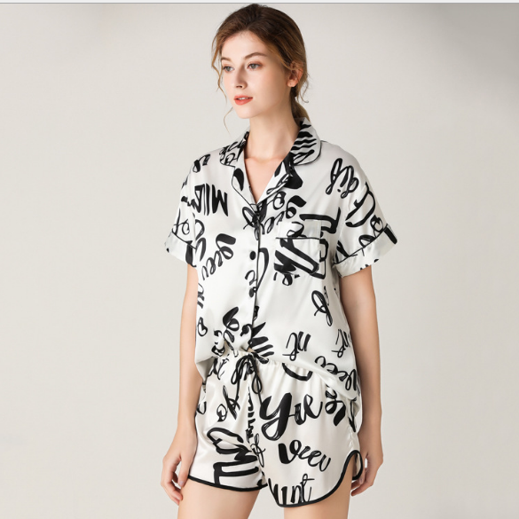Text Written Short Women Pajamas Set Medium - Royalratri