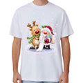 Christmas T-shirt Reading Santa (White), L - Royalratri