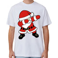 100% Cotton Christmas T-shirt Adult Unisex Tee Tops Funny Santa Party Custume, Dancing Santa (White), S