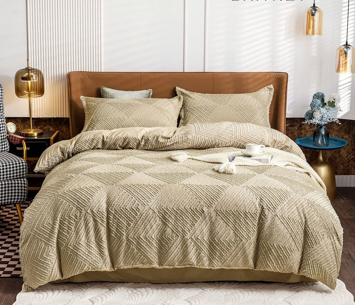 Tufted Textured Jacquard Quilt Cover Set - King Size
