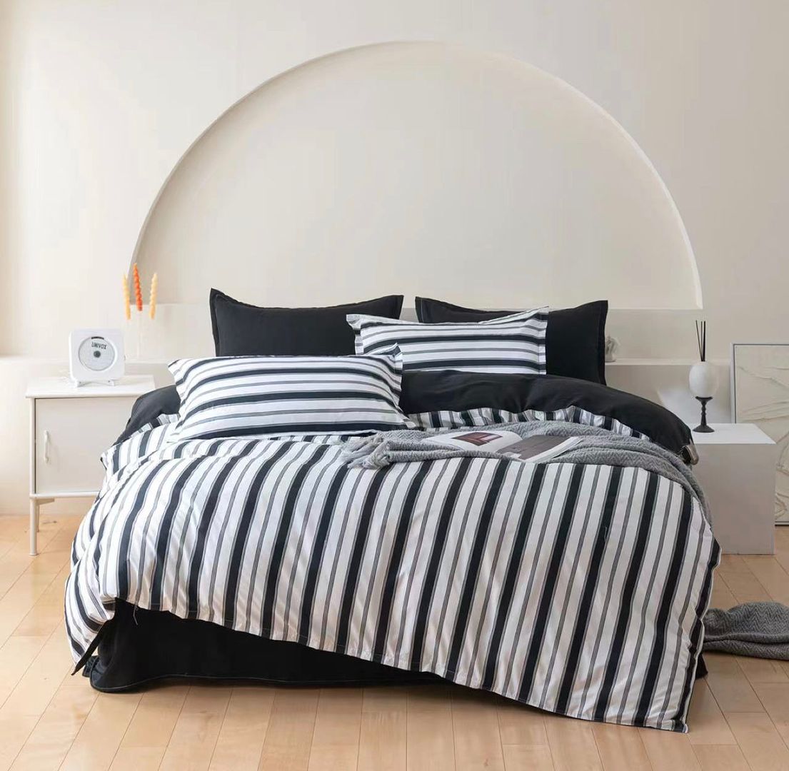 ASCAR STRIPED QUILT COVER SET QUEEN