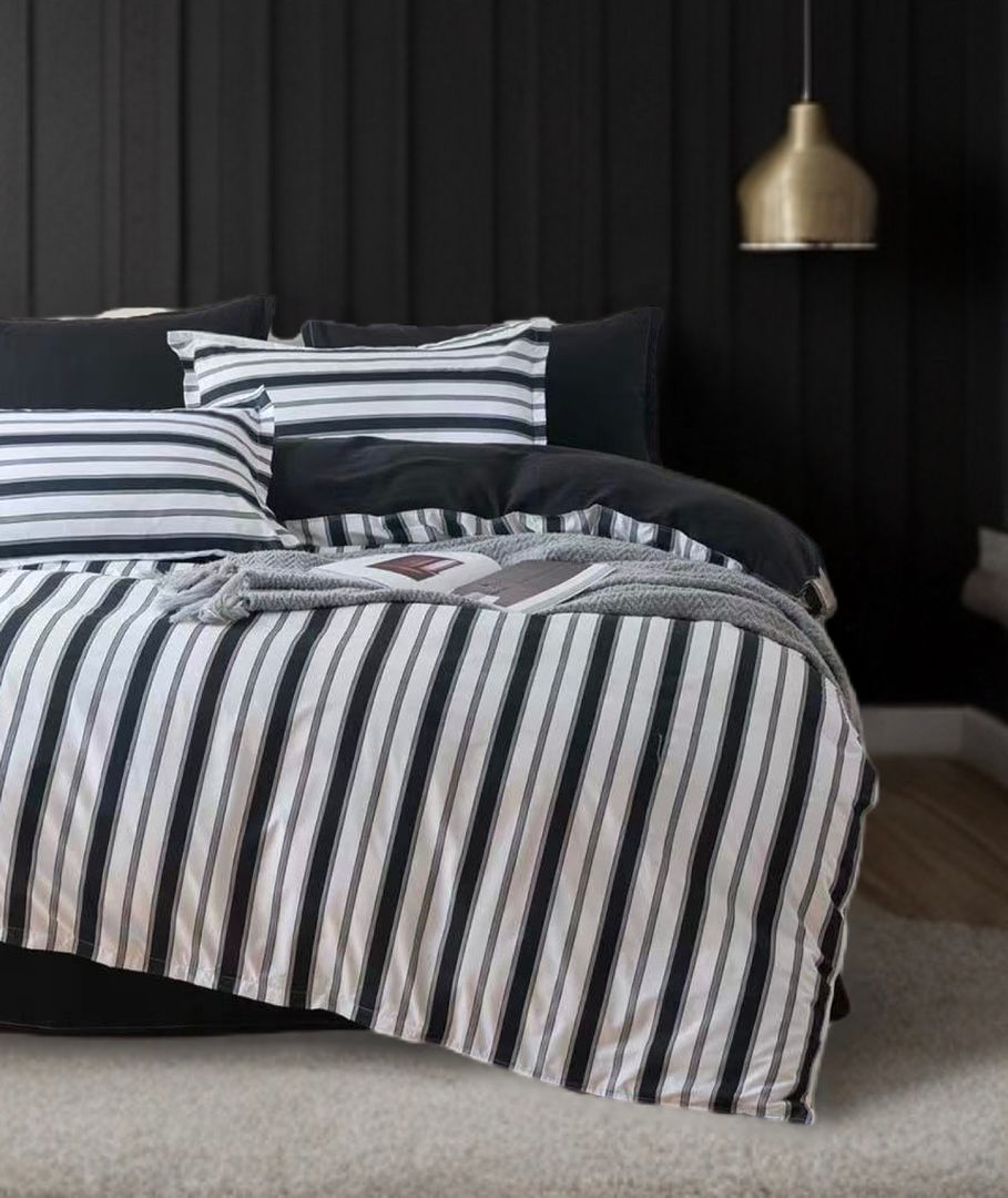 ASCAR STRIPED QUILT COVER SET  SUPER KING