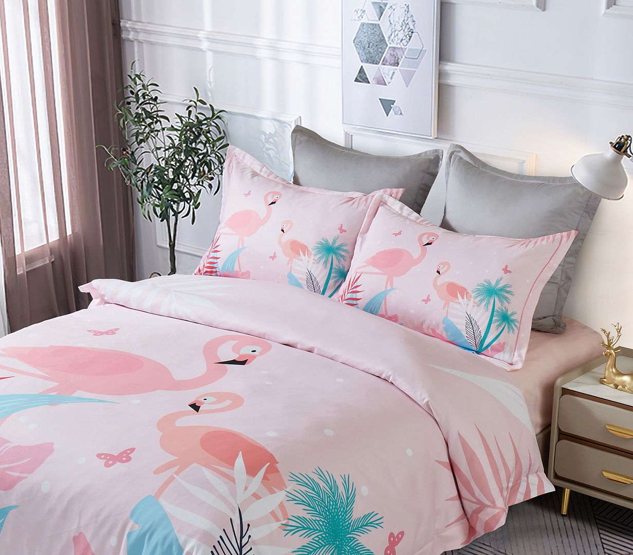 FLAMINGO KIDS QUILT COVER SET DOUBLE