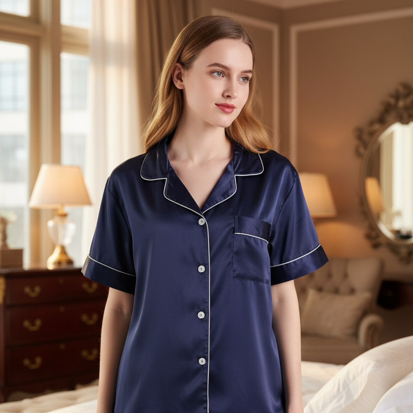 Satin Short Women Pajamas Set  Large