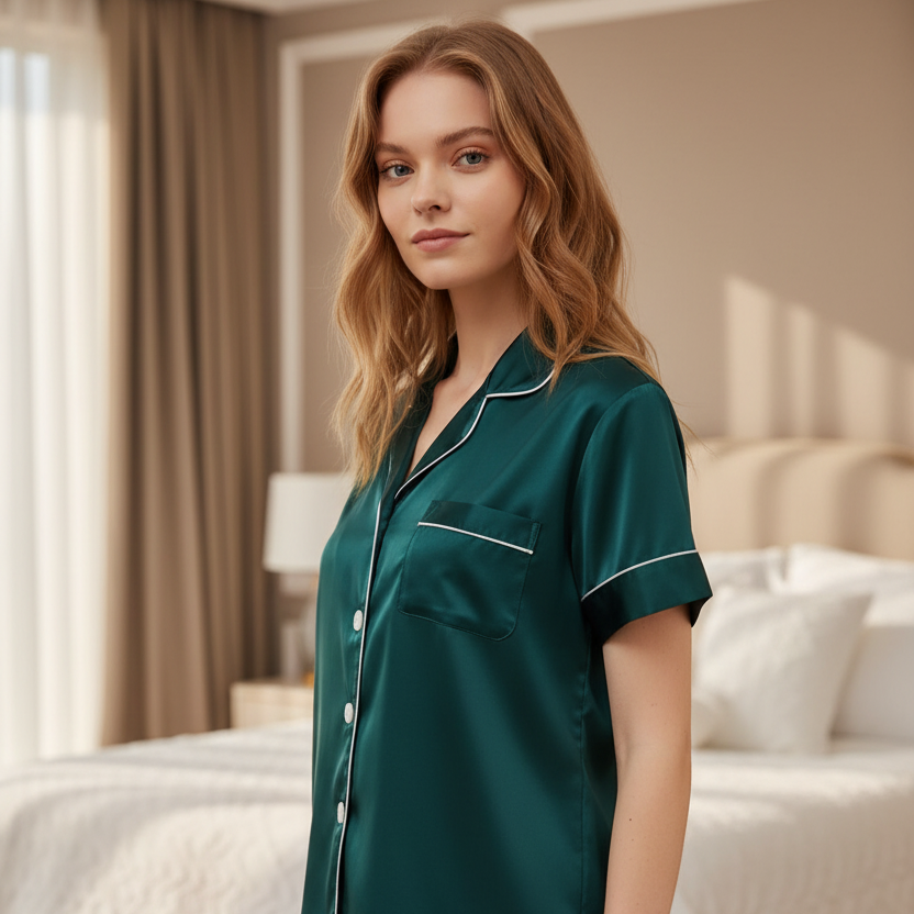 Satin Short Women Pajamas Set  Large