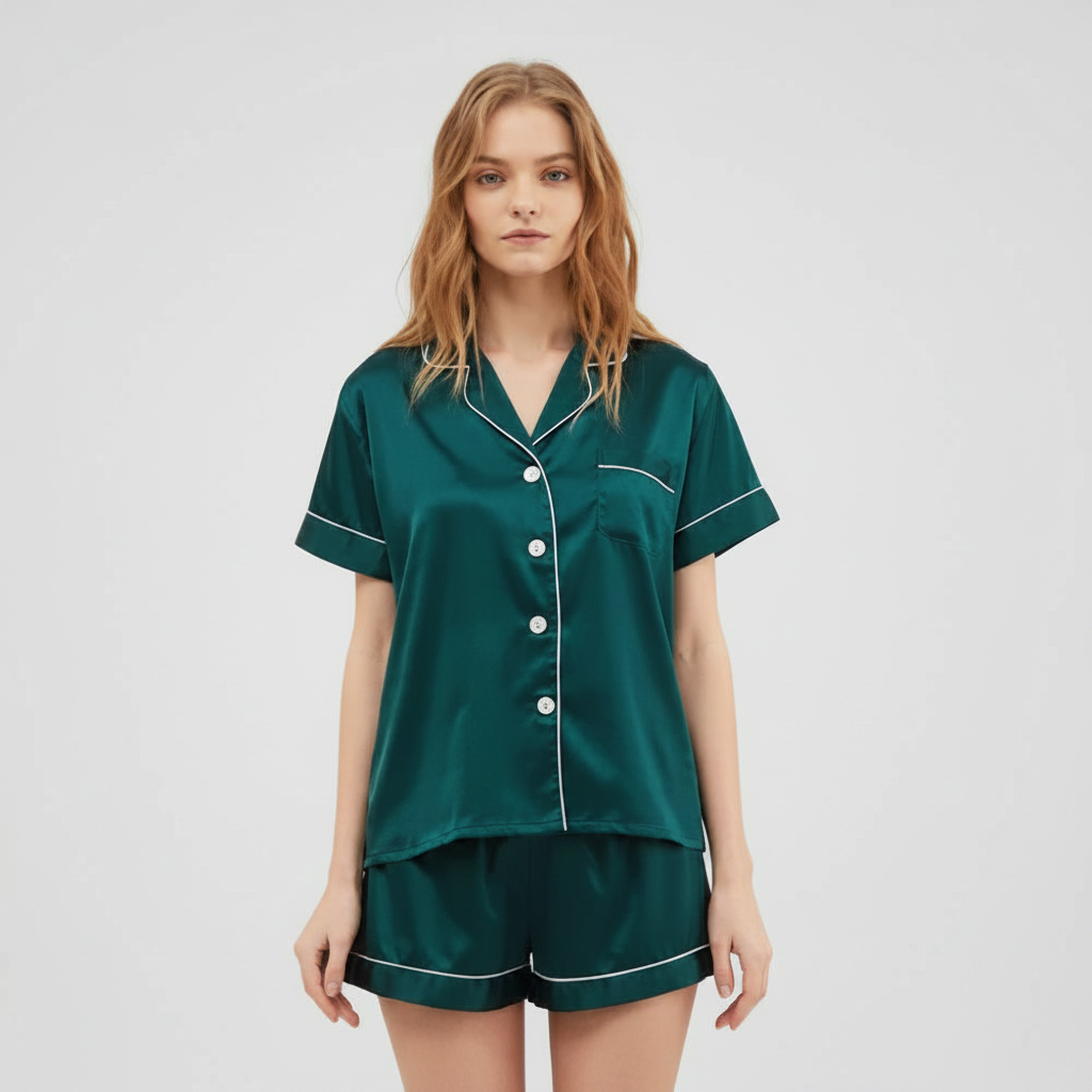 Satin Short Women Pajamas Set  Large