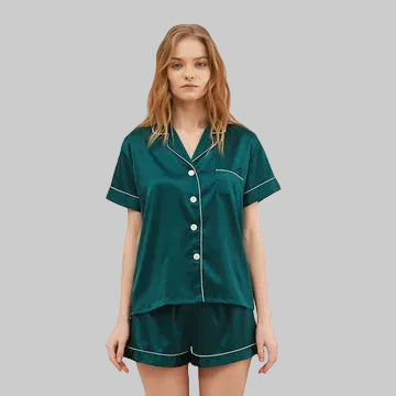 SATIN SHORT WOMEN PAJAMAS SET SMALL SIZE