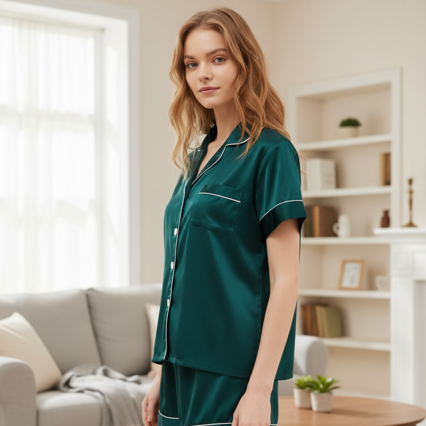 Satin Short Women Pajamas Set Small