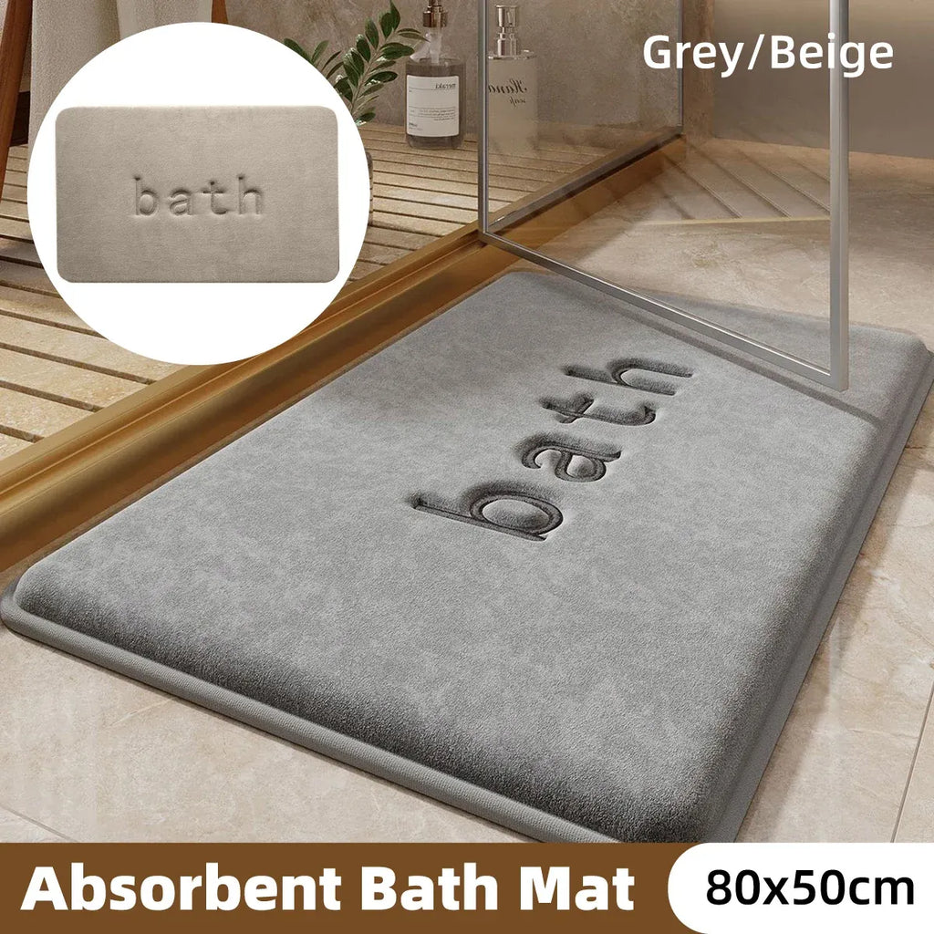Bathroom Floor Mat Model A Water Absorbent Mat Anti Slip Toilet Carpet Rug Soft - Beige