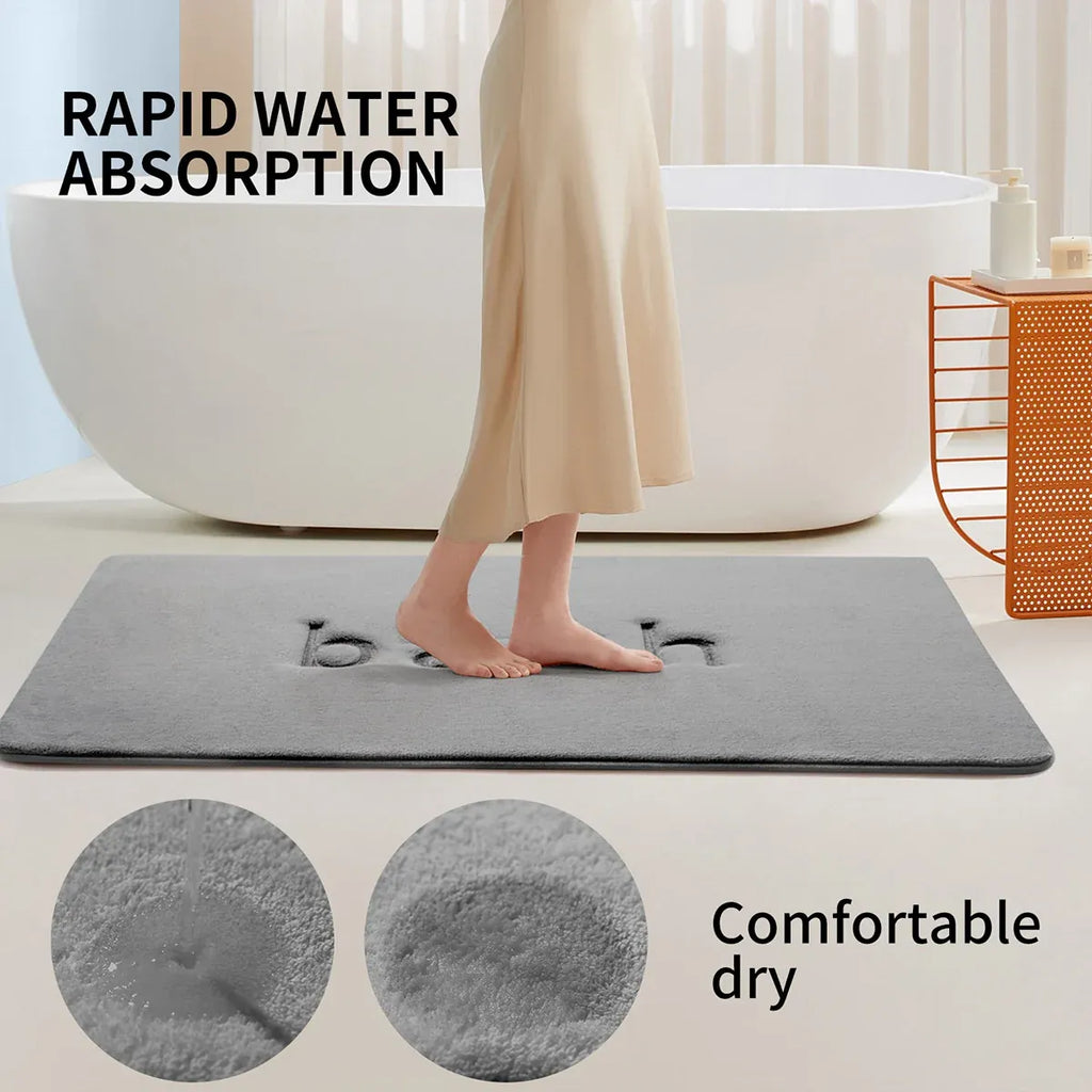 Bathroom Floor Mat Model A Water Absorbent Mat Anti Slip Toilet Carpet Rug Soft - Beige
