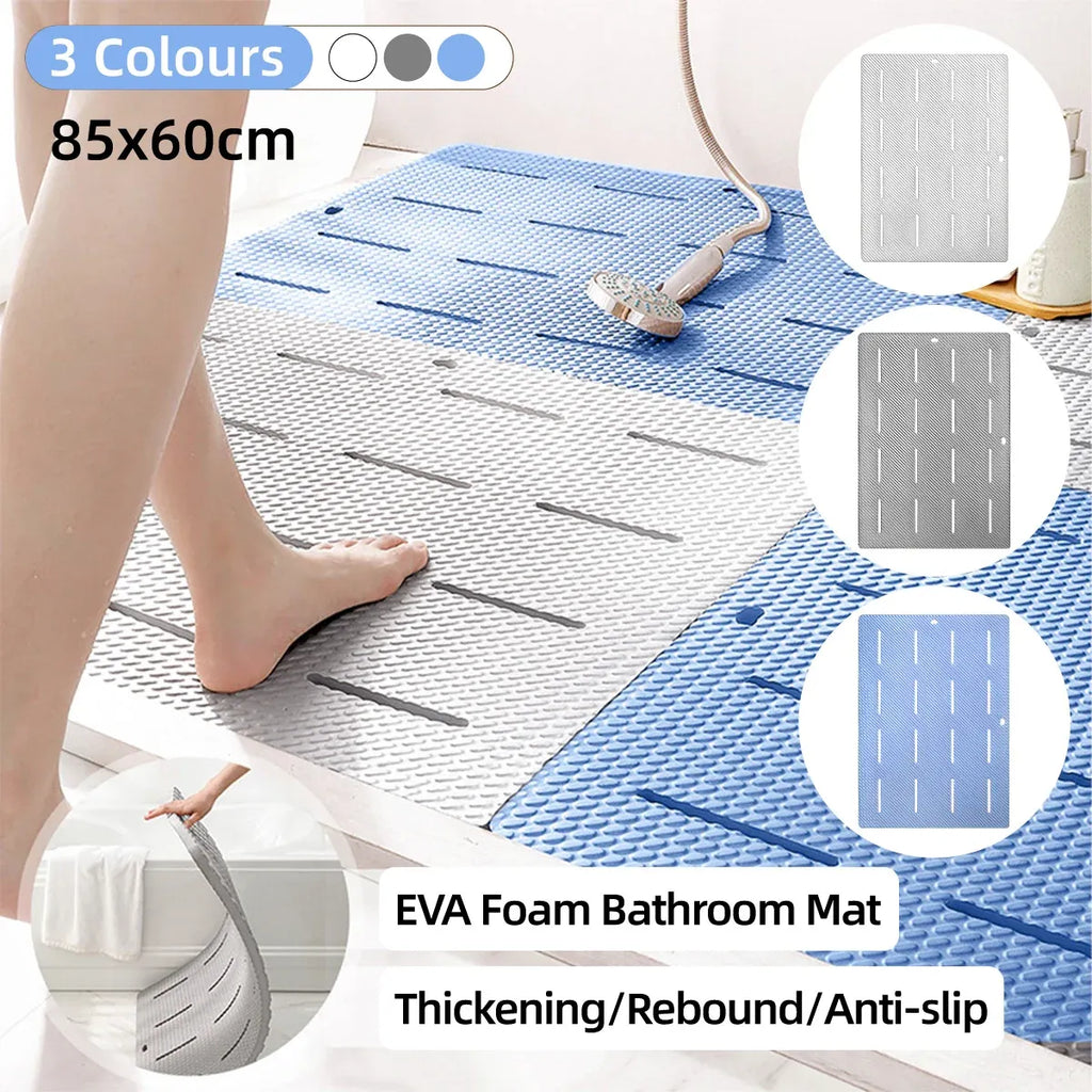 Bathroom Floor Mat Non Slip Shower Rug Soft Quick Dry Household Bath Carpet Mat - Blue