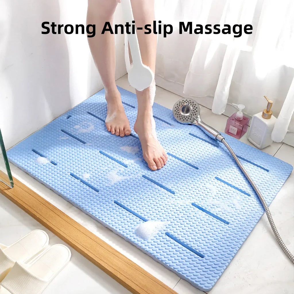 Bathroom Floor Mat Non Slip Shower Rug Soft Quick Dry Household Bath Carpet Mat - Blue