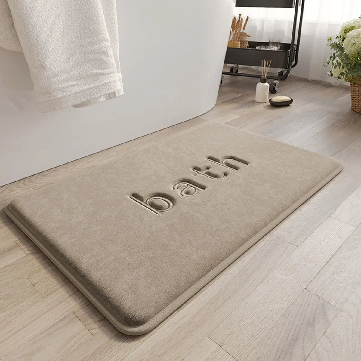 Bathroom Floor Mat Model A Water Absorbent Mat Anti Slip Toilet Carpet Rug Soft - Grey