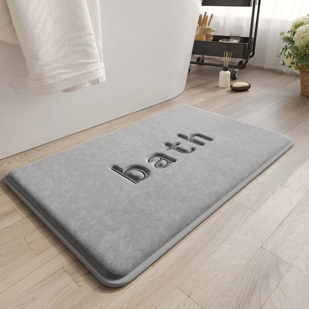 Bathroom Floor Mat Model A Water Absorbent Mat Anti Slip Toilet Carpet Rug Soft - Grey