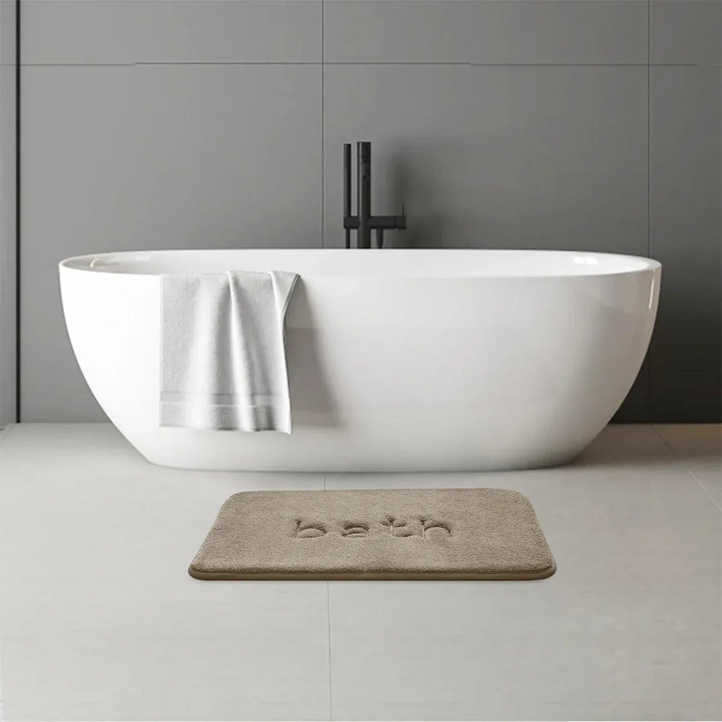 Bathroom Floor Mat Model A Water Absorbent Mat Anti Slip Toilet Carpet Rug Soft - Grey