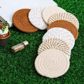 Round Cotton Woven Coaster Grey 8pc - Royalratri