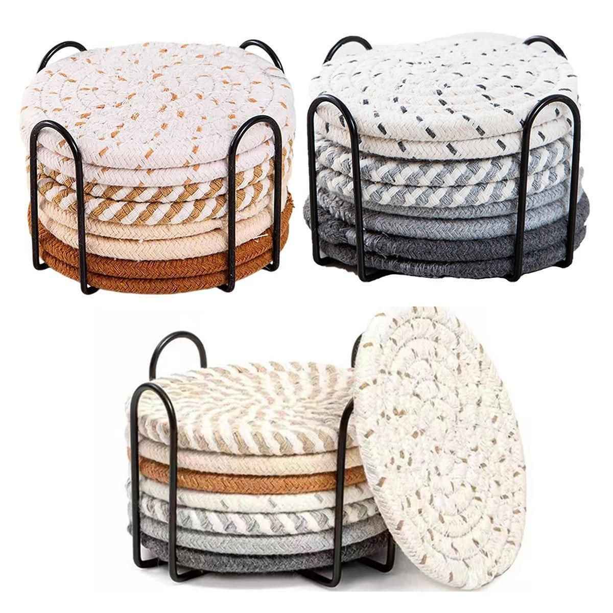 Round Cotton Woven Coaster Mixed 8pc - Royalratri